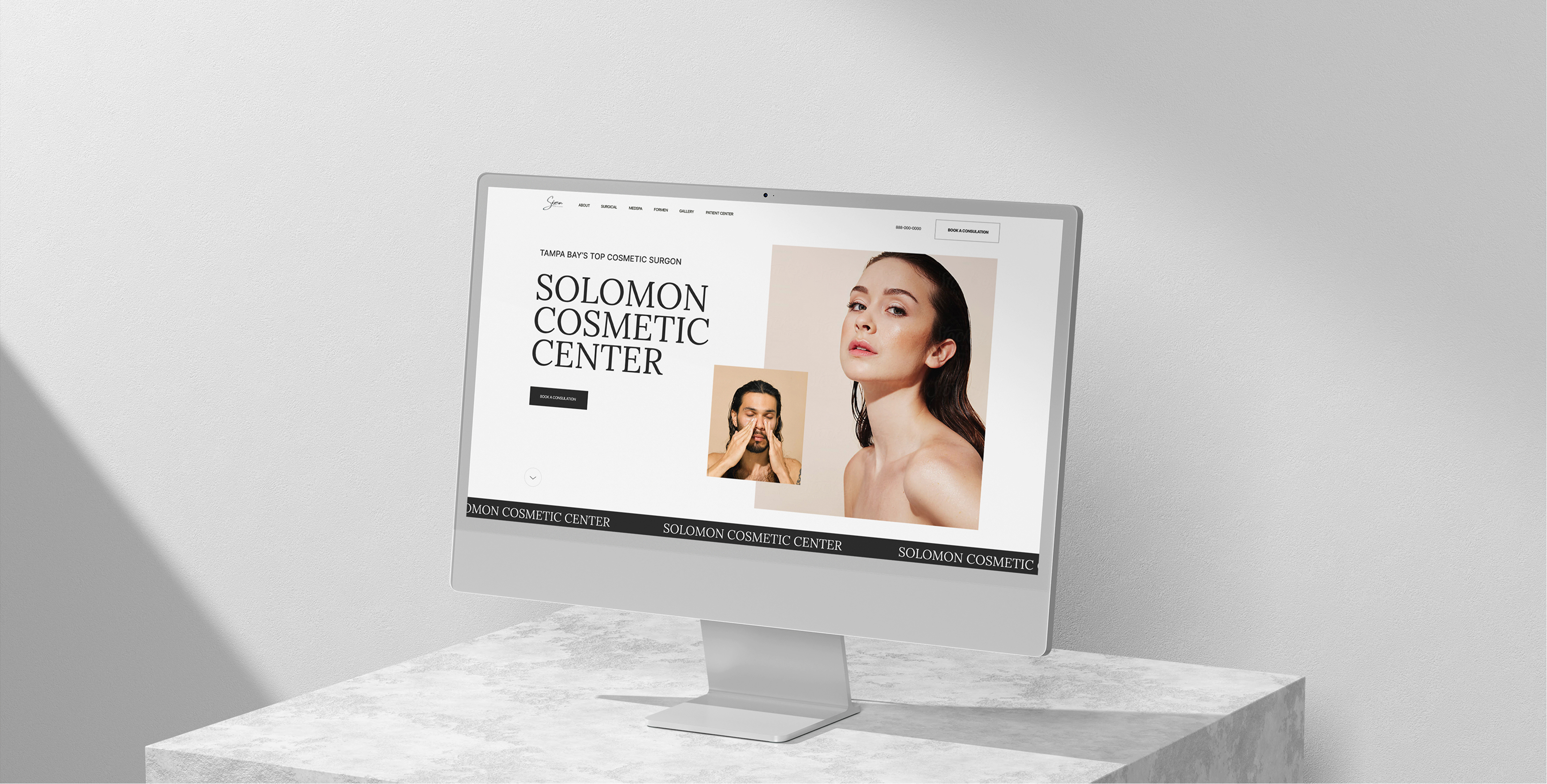 blurry photo of sunset over ocean with logo on top